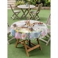 thumbnail image 3 of Easter Outdoor Tablecloth - 54 Inch Round Dining Table Cover, Rustic Spring Bunny Eggs Botanical Grey Wooden Waterproof Outdoor Table Cloth with Umbrella Hole & Zipper for Picnic/Patio/Party, 3 of 7