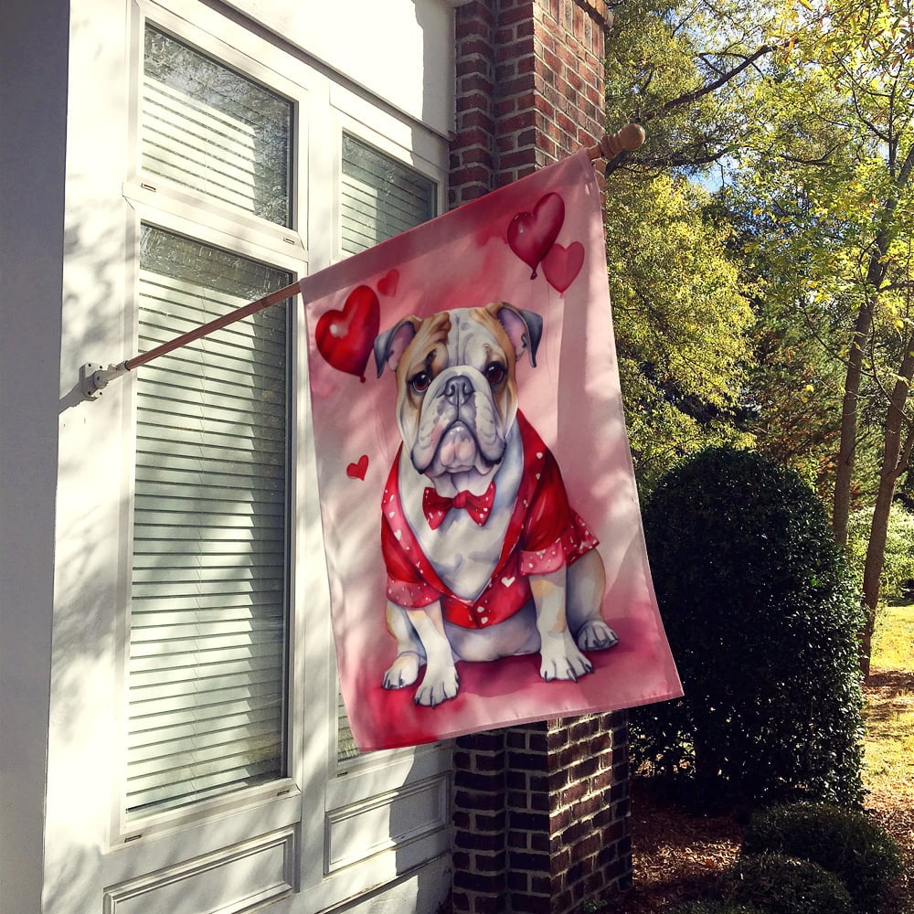 English Bulldog My Valentine House Flag 28 in x 40 in