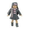 18 Inch Doll Clothes | Lovely Grey and Pink Coat Outfit, Includes Incredible Matching Hat and Boots and Perfect Hounds Tooth Scarf | Fits American Girl Dolls