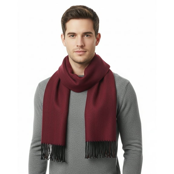 Lanvin Burgundy Luxurious Modern 100% Virgin Wool Scarf for mens