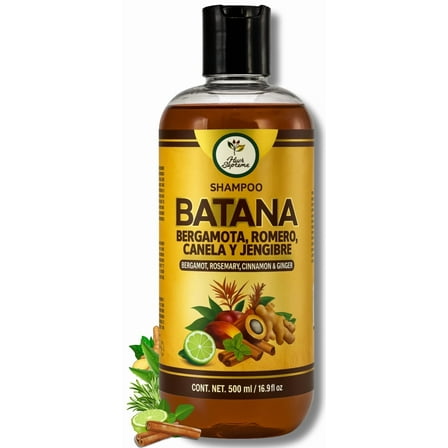 Batana Oil Shampoo w/Bergamota,Rosemary, Cinnamon,Aloe Vera & Ginger–Nourishing & Moisturizing–16.9 fl oz,Salt-Free,Paraben-Free,For Dry & Thinning Hair,Unisex,Supports Healthy-Looking Hair & Fullnes