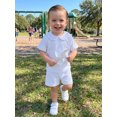 thumbnail image 4 of Loicainy Baby Toddler Boy Summer Clothes Set 6 12 18 24 Months 2T 3T 4T Short Sleeve Doll Collar Tops Elastic Shorts Outfits, 4 of 9