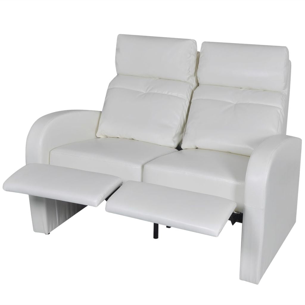 Artificial Leather Home Cinema Recliner Reclining Sofa 2seat White