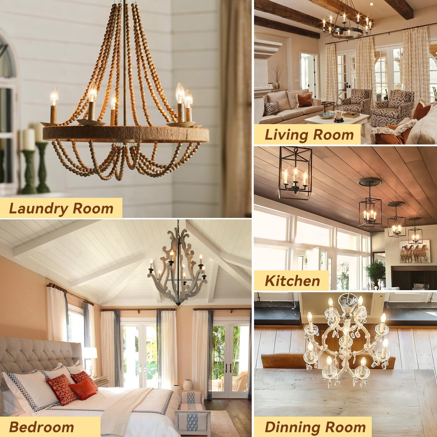 TJOY 12 Pack E12 Led Candelabra Bulbs 60W Equivalent, Dimmable Chandelier Light Bulbs, High Brightness 500 LM Warm White 2700K, B11 Filament Candle Light Bulbs, Clear Glass Style for Home