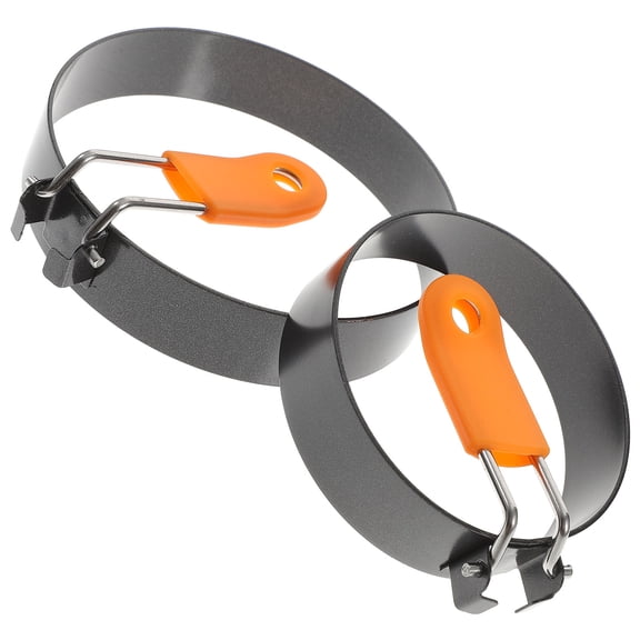 BESTOYARD 2Pcs Non Stick Round Pancake Mold Black Stainless Steel Kitchen Accessories