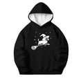 thumbnail image 2 of CBASIHI Girls Halloween Sweatshirts with Pockets Fleece Long Sleeve Funny Witch Dog Print Casual Cute Pullover Hoodies for Children Black 4 T, 2 of 7