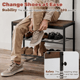 thumbnail image 5 of ZIVACATE Coat Rack, Hall Tree with Shoe Storage Bench, Entryway Bench with Shoe Storage, 4-in-1, Steel Frame, for Entryway, 28.35 x 13.27 x 72.05 in,Brown, 5 of 8