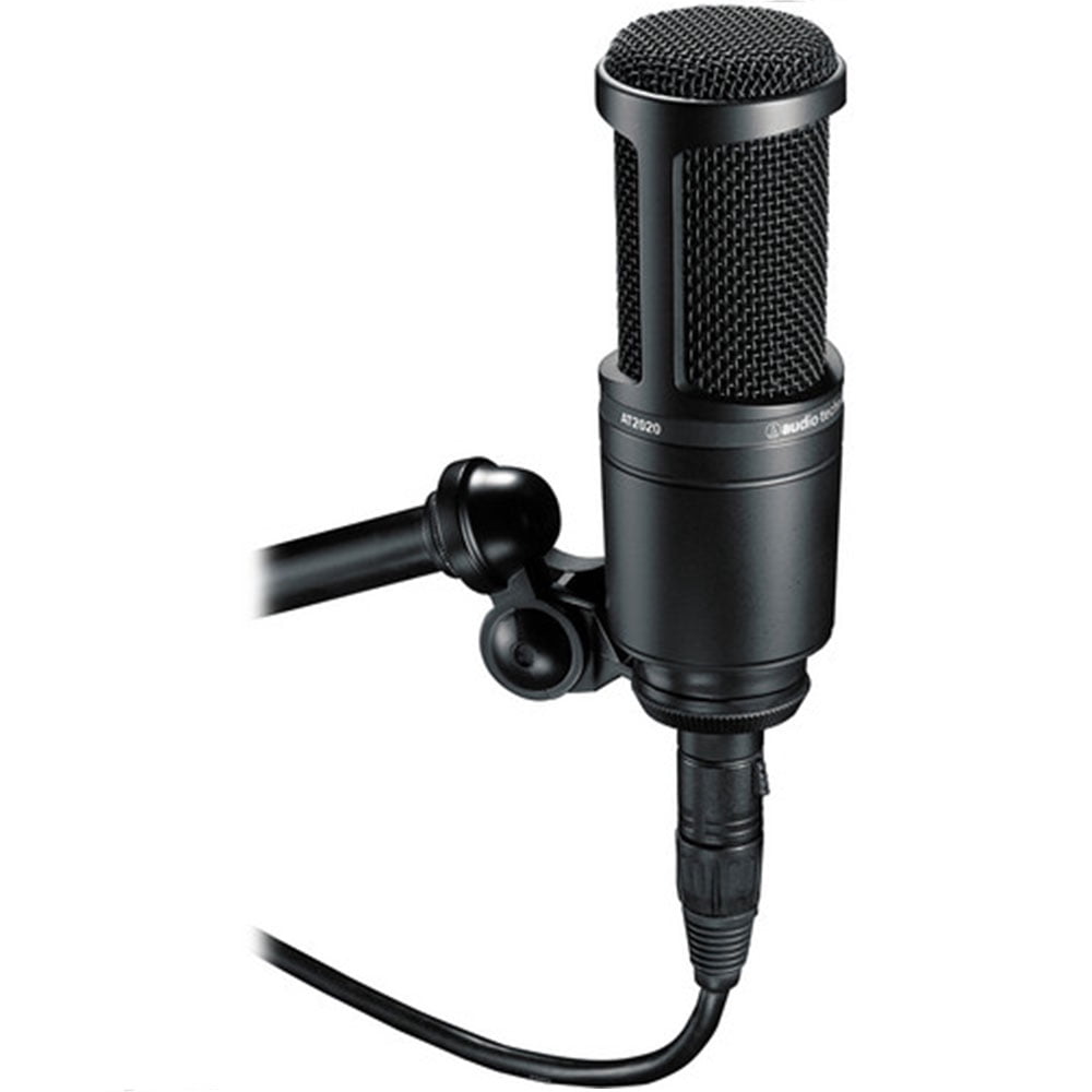 Audio-Technica AT2020 Cardioid Condenser Microphone with MBA38 Microphone Boom Arm and SHM-SCM1 Suspension Shockmount