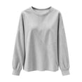thumbnail image 7 of Women's Striped Crewneck Sweatshirt Oversized Long Sleeve Pullover Hoodless Tops Loose Casual Loungewear Gray S, 7 of 7