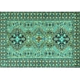 thumbnail image 1 of Ahgly Company Machine Washable Indoor Rectangle Persian Turquoise Blue Traditional Area Rugs, 2' x 5', 1 of 4