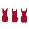 thumbnail image 6 of Women'S Y2k 2 Piece Summer Outfits Square Neck Lace Trim Crop Tank Tops Mini Skirt Set Red L, 6 of 8
