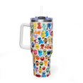 thumbnail image 2 of Sunny Days Character Collage 40oz Tumbler with Handle, Nostalgic Neighborhood Quencher, Elmo and Cookie Monster Travel Mug, 2 of 3