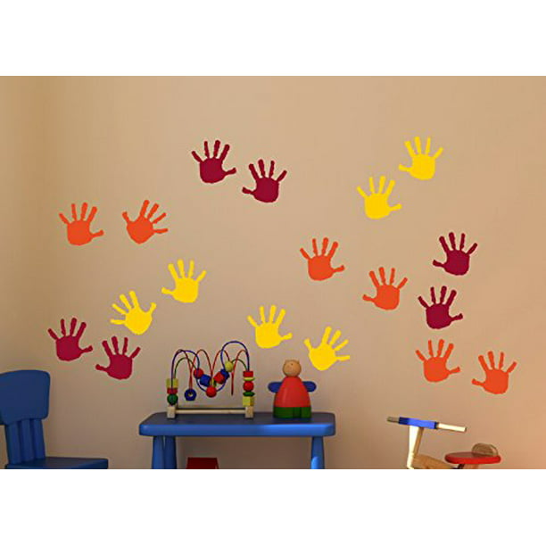 Handprint Vinyl Wall Decals Sticker Great For Classroom Daycares And Preschool Orange Yellow Red 18 Piece Com - Classroom Wall Decals Ideas
