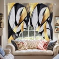 thumbnail image 2 of Geometric Gold Black Swag Curtain Valance for Windows, Street Art Abstract Window Treatments Short Swag Topper for Kitchen Windows Bathroom Bedroom, 28"x36", 2 of 8