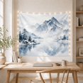 thumbnail image 5 of Misty Snow-Dusted Peaks Reflected in Calm Lake, Serene Japanese Inspired for Nature Lovers, Mountain Landscape Decor, Housewarming Gift, Tapestry Wall Hanging for Bedroom and Living Room, 5 of 7