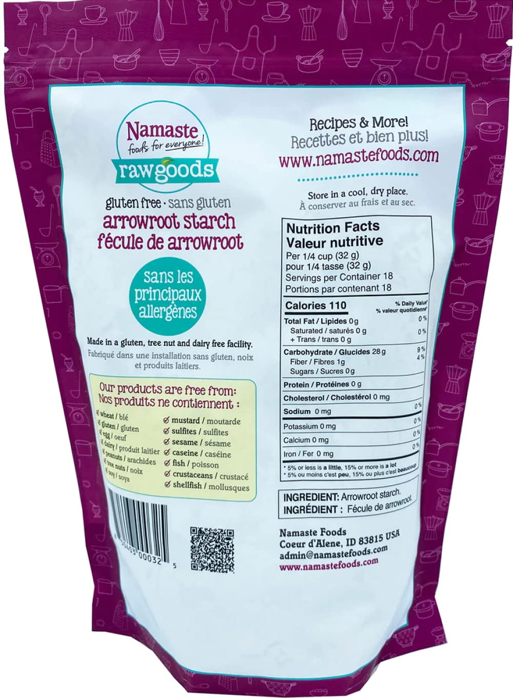 Namaste Foods Starch Arrowroot Case of 6, 18 Oz