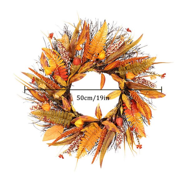 MesaSe Fall Wreath 24 Inches with Wheat and Straw Large Farmhouse Autumn Harvest Wreath for Front Doo