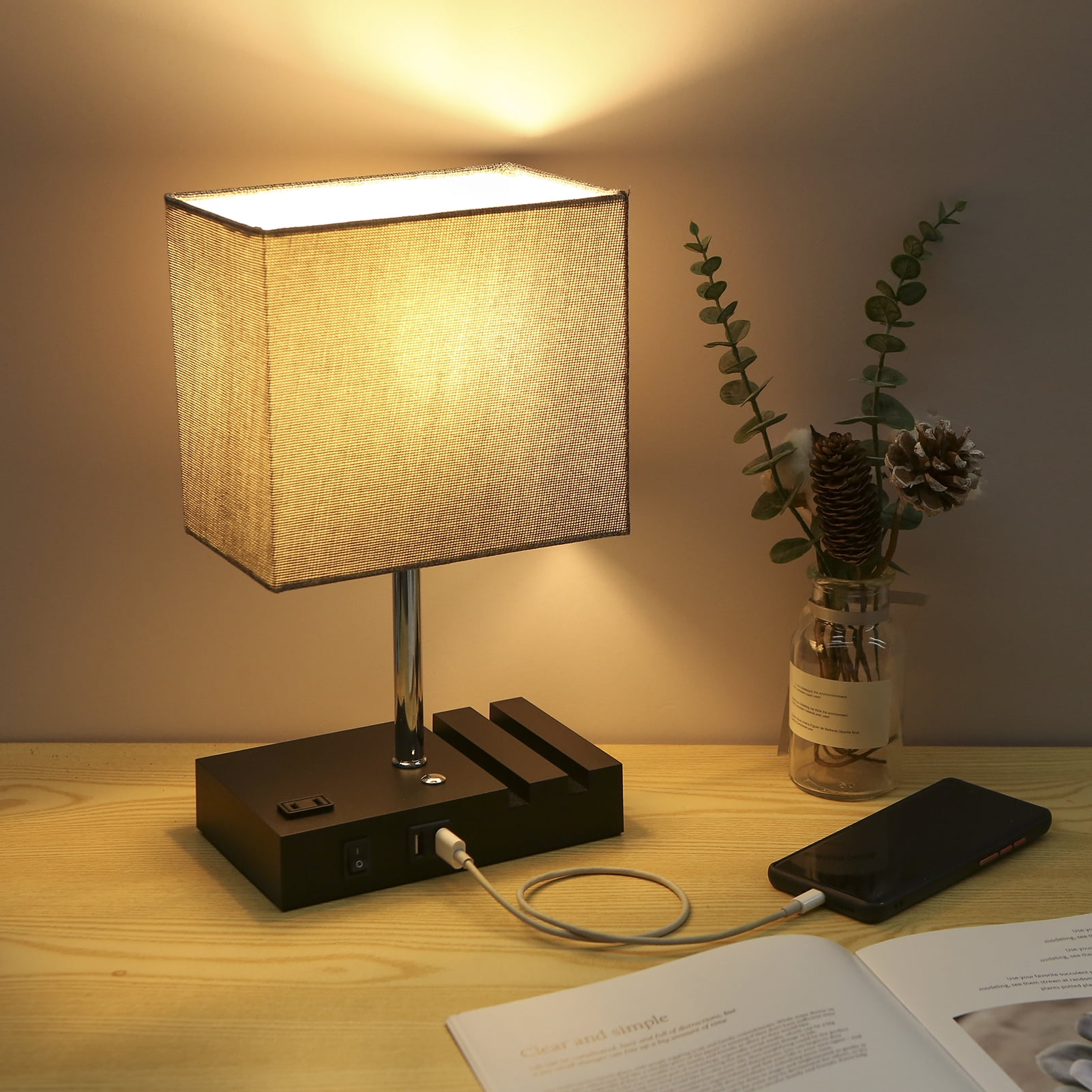 Neoglint Touch Control Table Lamp, 3 Way Dimmable Bedside Desk Lamps