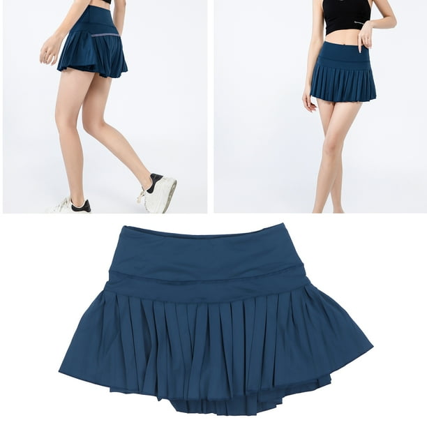 Faldas de tenis plisadas pantalones cortos interiores con bolsillo falda plisada verde oscuro absorbente de sudor Demonsen None