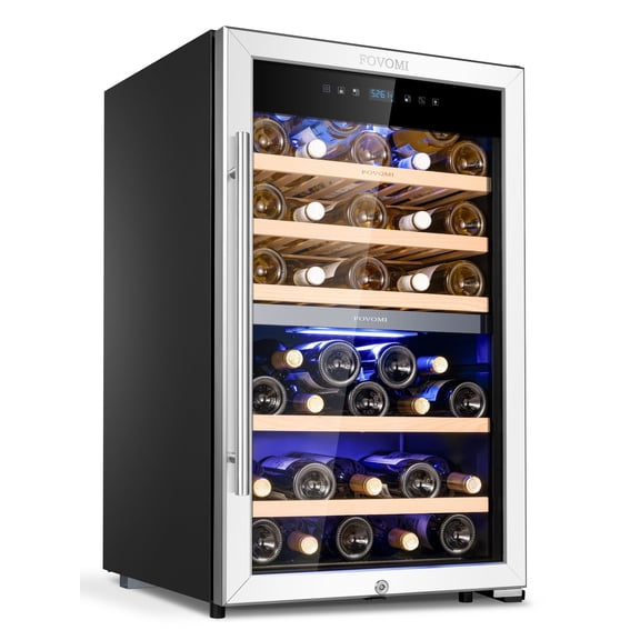 FOVOMI Wine Fridge,52-bottle Wine Cooler Refrigerators Freestanding Wine Refrigerator,(Bordeaux 750ml) Dual Zone Compressor Wine Chiller