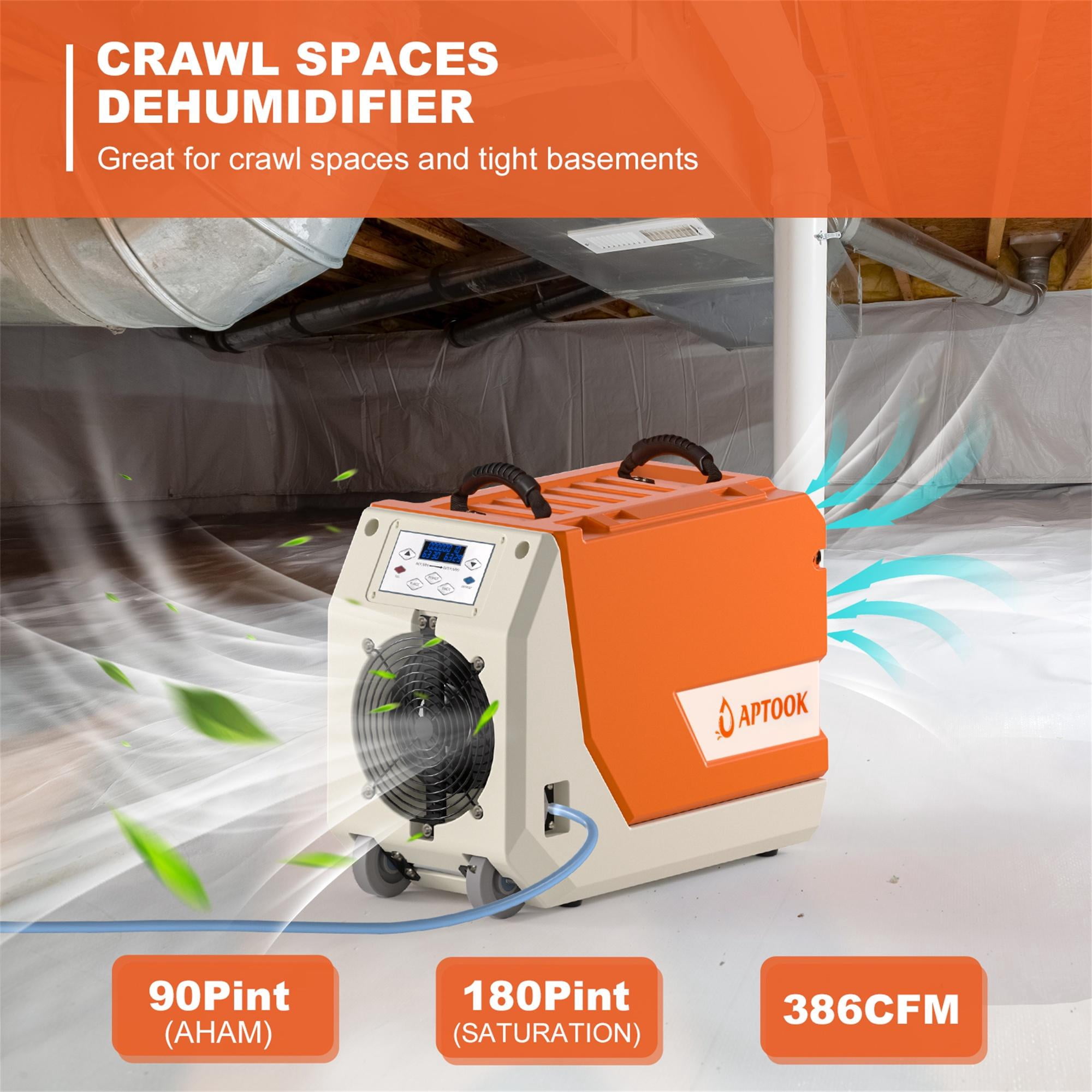 APTOOK 230 Pint Commercial Dehumidifier with Pump, Industrial Dehumidifier for Large Basement, Garage and Warehouse, with 24ft Drain Hose, up to 6,000 sq ft.