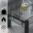 thumbnail image 4 of ADHINO Simple Clear Glass Coffee Table with Black Metal Legs and Lower Shelf for Living Room, 39.37"x23.62"x23.62", 4 of 9