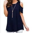 thumbnail image 2 of YouLoveIt Womens Cold Shoulder Short Sleeve Tunic Top Short Sleeve Clothing Round Neck Cold Shoulder Tee Shirt Blouse Plus Size Cold Shoulder Tee Shirt Blouse, 2 of 3
