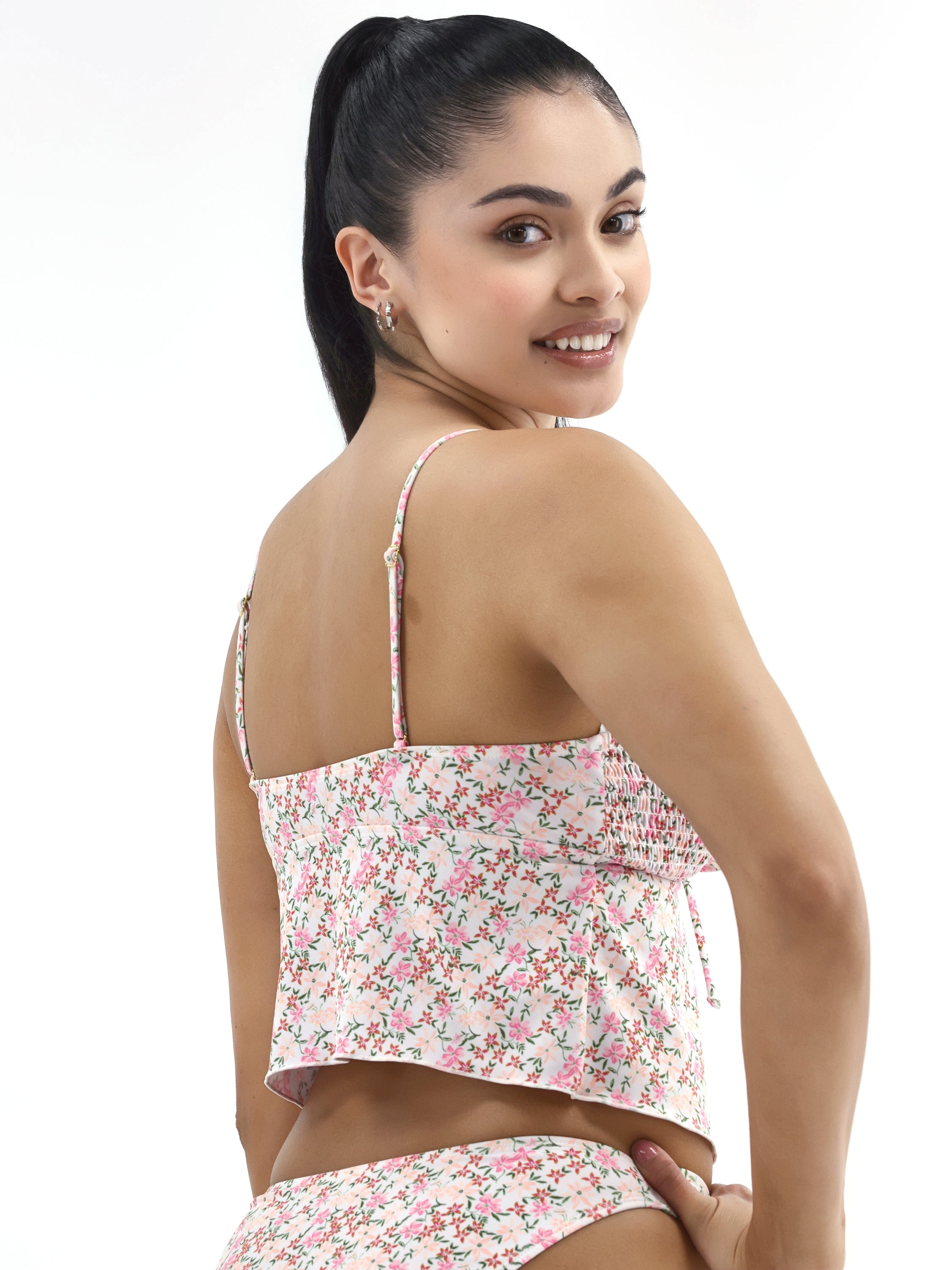 No Boundaries Women's Flyaway Mesh Tankini Swim Tops, Sizes XXS-XXL