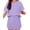 Purple, variant on Arshiner Girls 2 Piece Outfits Summer Clothes Short Sleeve Drop Shoulder Shirt and Skirt with Built-in Shorts Athletic Sets