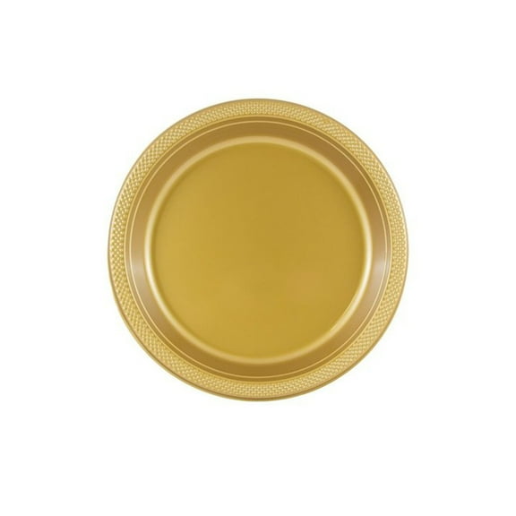 7" Gold Salad Plastic Plates: 6 Pack