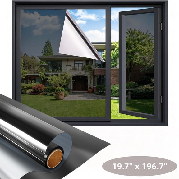 Gogcaro One Way Window Film,19.7" x 196.9" Window Tint for Home, Daytime Window Privacy Film See Out Not in (Black)