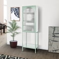 thumbnail image 2 of Mint Green Tempered Glass High Cabinet with Arched Fluted Glass Door, Adjustable Shelves & Anti-Tip Feet for Kitchen Storage & Display - Space-Saving & Durable Design, 2 of 9