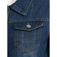 thumbnail image 5 of XUNZOO Women's Classic Denim Jacket 3/4 Sleeve Vintage Loose Jean Coat Casual Turn-Down Collar Jean Dark Blue XXL, 5 of 7