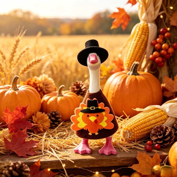 Mini Desk Goose Costume, 7 Inch Fall Desk Goose Clothes Accessories for Geese Statue Autumn Thanksgiving Home Office Table Decor Gift