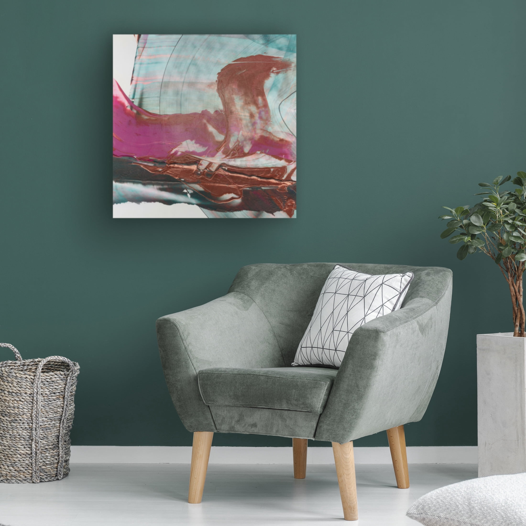 Canvas Wall Art - Ethan Harper 'Magenta and Patina II' Wall Art for Living Room, Bedroom, or Office Décor by Trademark Fine Art - 14 x 14 Inches