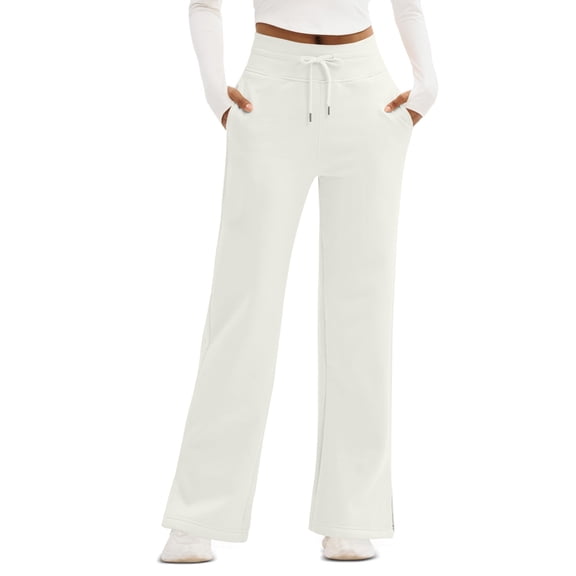 Baggy Sweatpants Women High Waisted Drawstring Wide Leg Pants Plus Size Trousers with Pockets Barrel Sweatpants Women White 3XL