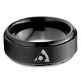 thumbnail image 2 of Tungsten Savory Slice Pepperoni Pizza Food Band Ring 8mm Men Women Comfort Fit Black Step Bevel Edge Brushed Polished, 2 of 4