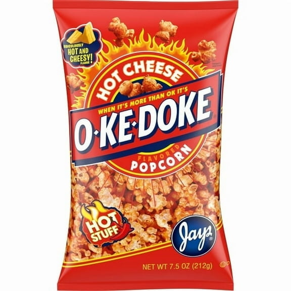 O-Ke-Doke Popcorn, Hot Stuff Cheese Popcorn, 7.5 oz Bag pack of 1