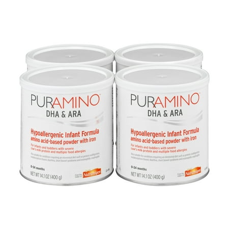 PurAmino DHA and ARA Hypoallergenic Infant Formula, Powder, 14.1 oz Cans, Case of 4
