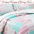 thumbnail image 7 of Cozy Line Pink Garden Floral Pink Blue Reversible 3-Piece Quilt Bedding Set, Queen Set, 7 of 7