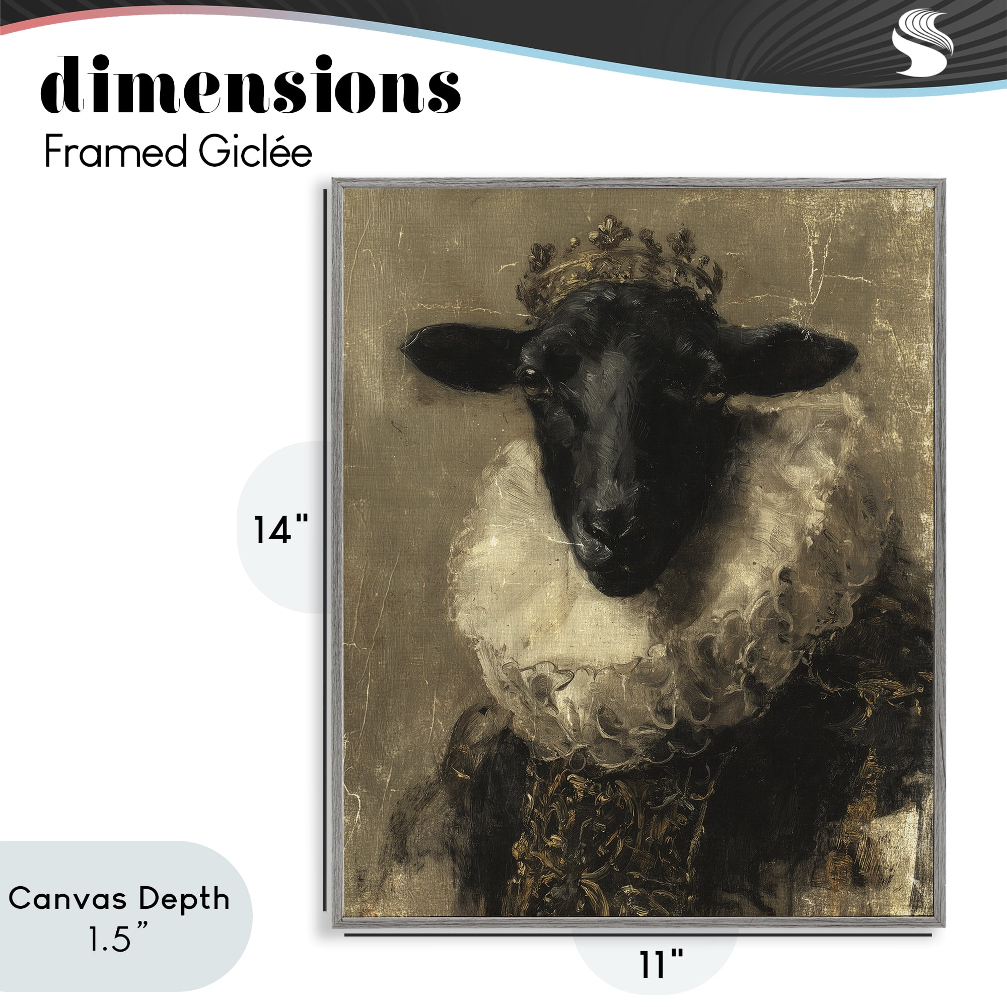 Stupell Industries Noble Ram Portrait Gray Framed Giclee Art, design by Svetlana Aleynikova
