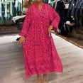 thumbnail image 1 of Ovzne Robes d'Été pour Femmes Robe Femme Été Aguichant Mode Imprimé Bouton Manches Courtes Col Rabattu Robe Robe de Printemps Manches Longues Imprimée Liquidation, 1 of 7