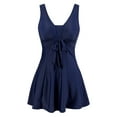 thumbnail image 2 of Wantdo Women's Plus Size Swimdress Tummy Control Swimsuits One-Piece Swimwear Navy 18/20 Plus, 2 of 8