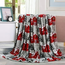 CASAFUN Elegant Comfort Velvet Touch Ultra Plush Christmas Holiday Printed Fleece Throw Blanket for Sofa Bedroom