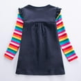 thumbnail image 5 of Little Girls Dresses Long Sleeve Star Embroidered Spring Autumn Rainbow Sleeve Two Pocket A Line Dress Fall Clothes Size 6-7T, 5 of 9