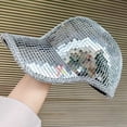 thumbnail image 4 of Fiudx Sombrero de Ladrillo de Vidrio Espejado, Estilo Retro, Diseño Reflectante, Cómodo, Versátil para Fiestas y Festivales, Color Gris, 25 X 16 X 12 Cm., 4 of 6