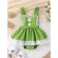 thumbnail image 2 of EYIIYE Barboteuse-Robe pour Bébés Filles de la Saint-Valentin, Combinaison-Robe Sans Manches pour Nouveau-Né, Robe Justaucorps à Ourlet Bordé de Dentelle à Imprimé Cœur, Petite Fille Mignonne, Vêtements Décontractés Quotidiens pour Fête, 2 of 9