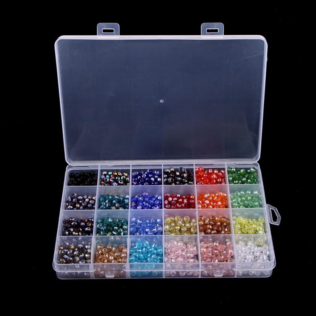 1200x Crystal Beads Faceted Glass Beads Bulk - 6mm Mixed colorful glass Rondelle Beads Charms Jewelry Making Findings Accessories Including Box Container