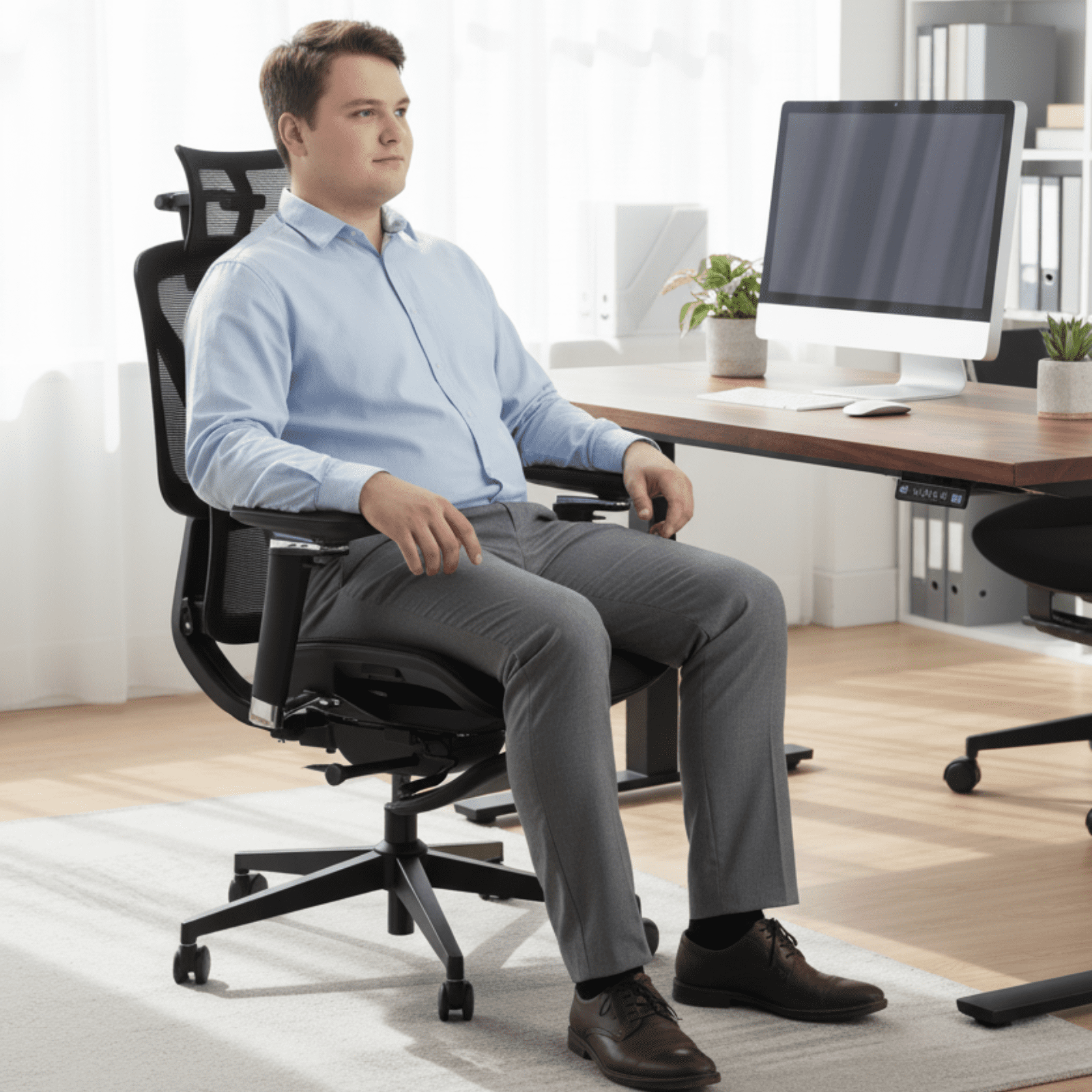 Ergonomic Mesh Office Chair with Ultra-Wide Lumbar Support & 360° Adjustable Armrests for All-Day Comfort