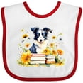 thumbnail image 3 of Inktastic Bookworm Border Collie Girls Baby Bib, 3 of 4